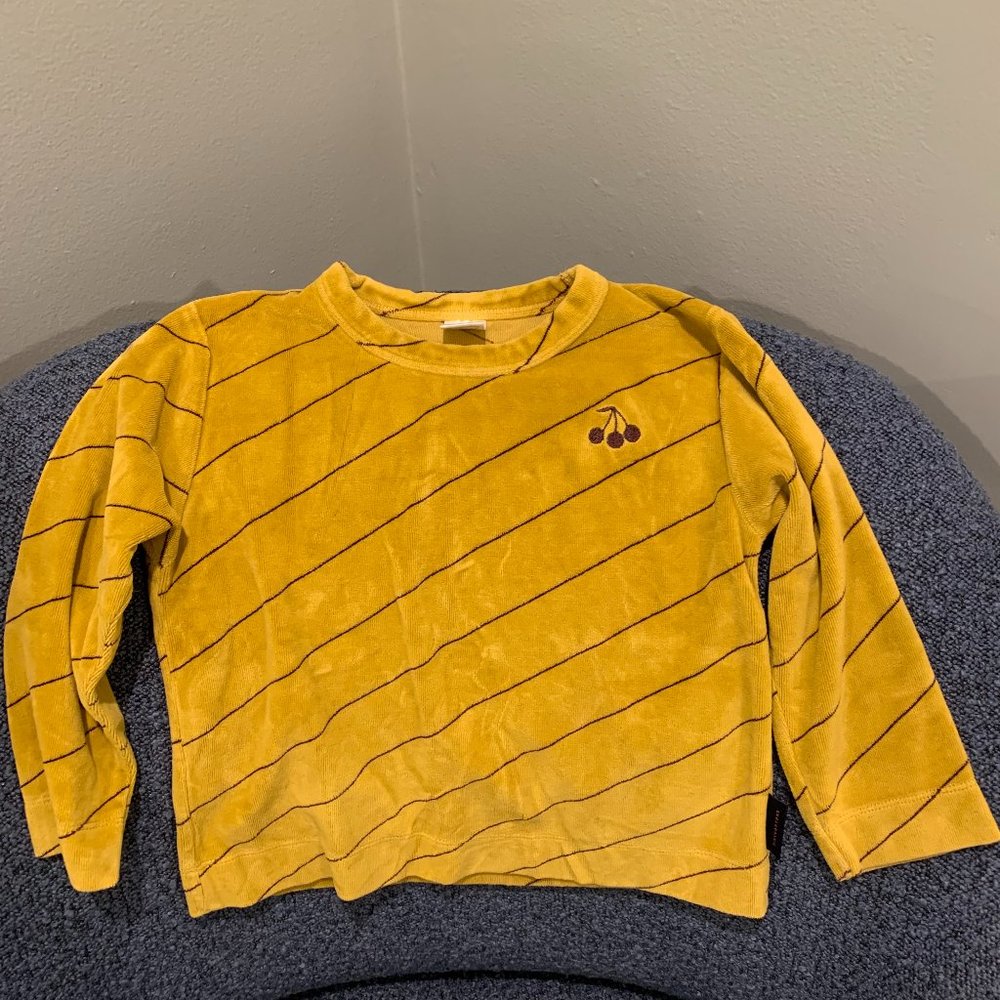 TINYCOTTONS mustard striped velour sweatshirt - 4y